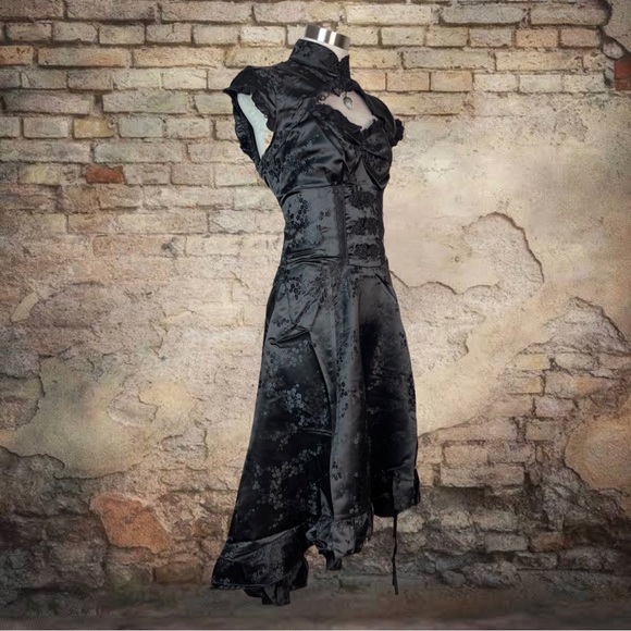 Jawbreaker Gothic Victorian Edwardian Prom Ball Witch Black Dress L - Picture 2 of 9